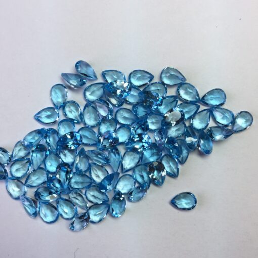 5x7mm Natural Swiss Blue Topaz Faceted Pear Cut Gemstone