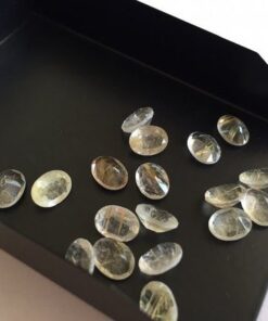 9x7mm Natural Golden Rutile Faceted Oval Cut Gemstone