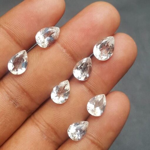 9x7mm Natural White Topaz Faceted Pear Cut Gemstone