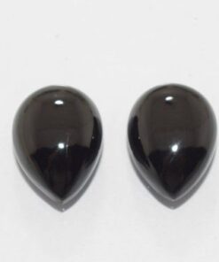 12x10mm Natural Black Onyx Smooth Pear Cabochon