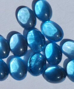 14x10mm Natural Swiss Blue Topaz Smooth Oval Cabochon