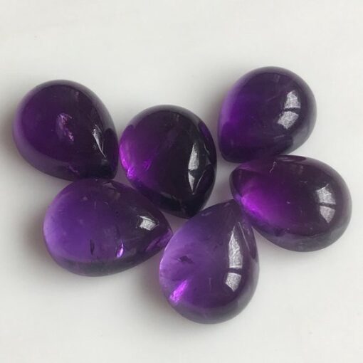 14x10mm Natural Amethyst Smooth Pear Cabochon