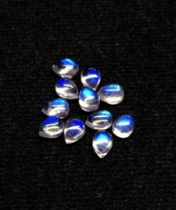 3x5mm Natural Rainbow Moonstone Smooth Pear Cabochon