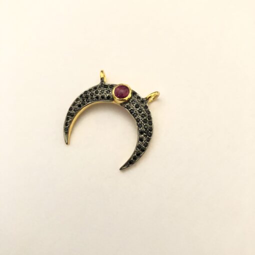 black spinel moon pendant