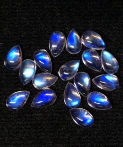 3x4mm Natural Rainbow Moonstone Smooth Pear Cabochon