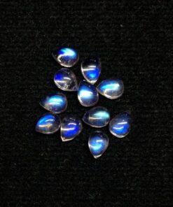 4x5mm Natural Rainbow Moonstone Smooth Pear Cabochon