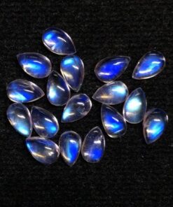 4x6mm Natural Rainbow Moonstone Smooth Pear Cabochon