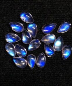 5x7mm Natural Rainbow Moonstone Smooth Pear Cabochon