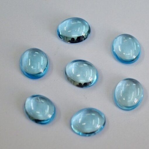 5x7mm Natural Sky Blue Topaz Smooth Oval Cabochon