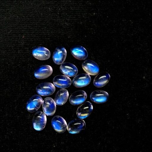 5x7mm Natural Rainbow Moonstone Smooth Oval Cabochon