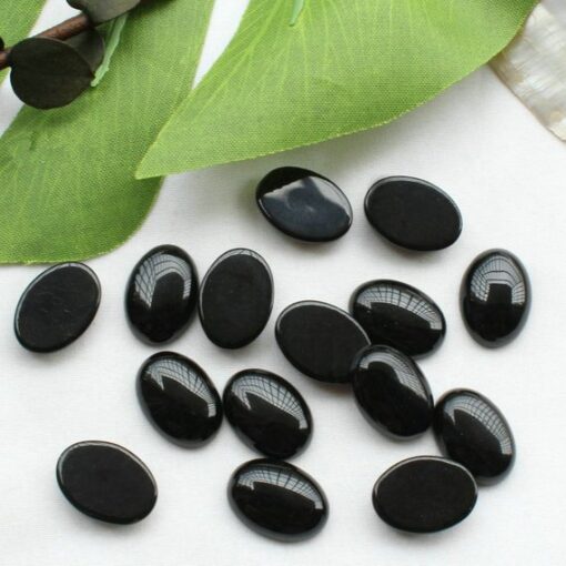 5x7mm Natural Black Onyx Smooth Oval Cabochon