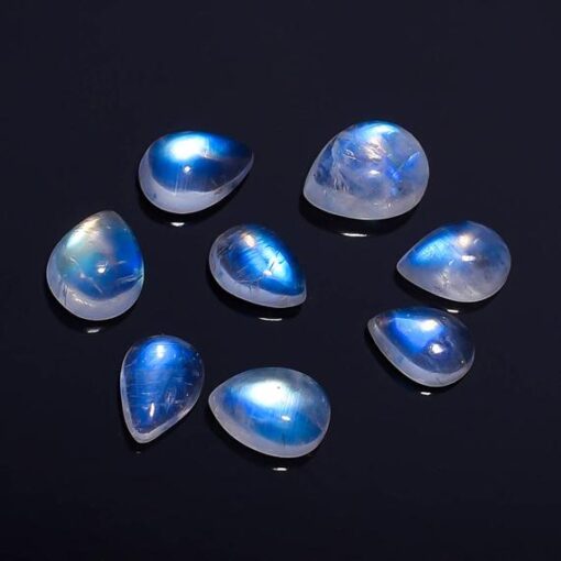 9x7mm Natural Rainbow Moonstone Smooth Pear Cabochon