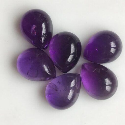 10x8mm Natural Amethyst Smooth Pear Cabochon