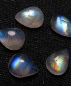 10x8mm Natural Rainbow Moonstone Smooth Pear Cabochon