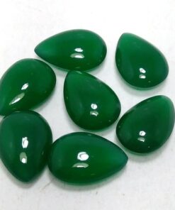 14x10mm Natural Green Onyx Smooth Pear Cabochon