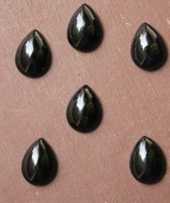 3x4mm Natural Black Spinel Smooth Pear Cabochon