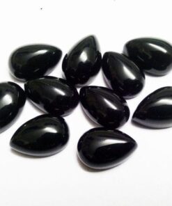 3x5mm Natural Black Spinel Smooth Pear Cabochon