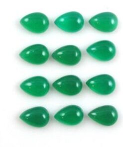 4x6mm Natural Green Onyx Smooth Pear Cabochon