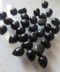 8x6mm Natural Black Spinel Smooth Pear Cabochon