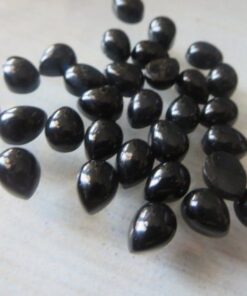 5x7mm Natural Black Spinel Smooth Pear Cabochon