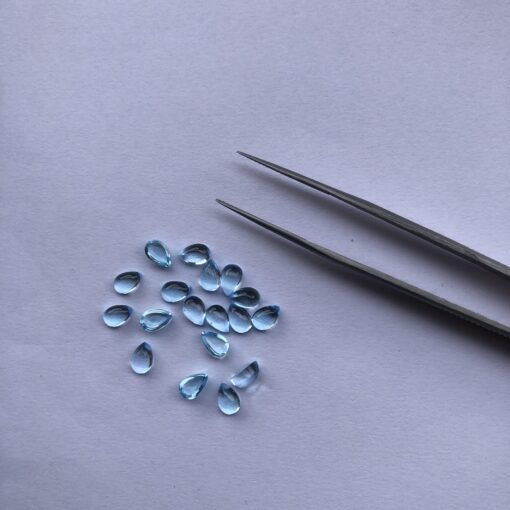 3x4mm Natural Swiss Blue Topaz Smooth Pear Cabochon