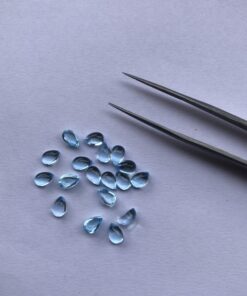 4x6mm Natural Swiss Blue Topaz Smooth Pear Cabochon