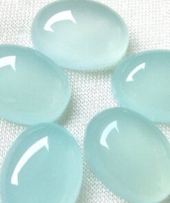 12x10mm Natural Aqua Chalcedony Smooth Oval Cabochon