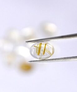 12x10mm Natural Golden Rutile Smooth Oval Cabochon