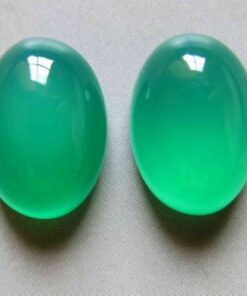 14x10mm Natural Green Chalcedony Smooth Oval Cabochon