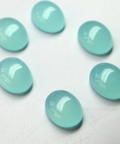 4x5mm Natural Aqua Chalcedony Smooth Oval Cabochon