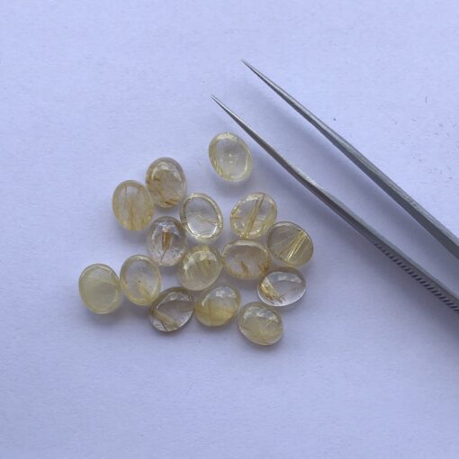 8x6mm Natural Golden Rutile Oval Cabochon