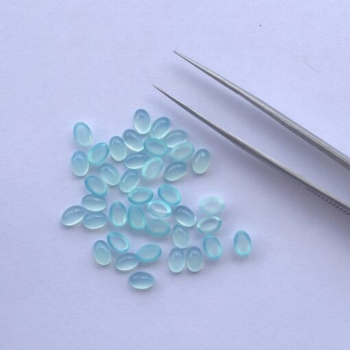 4x6mm Natural Aqua Chalcedony Oval Cabochon