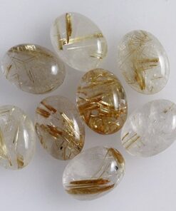5x7mm Natural Golden Rutile Smooth Oval Cabochon