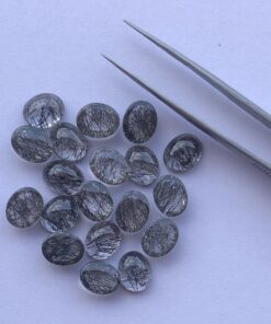 10x8mm Natural Black Rutile Oval Cabochon