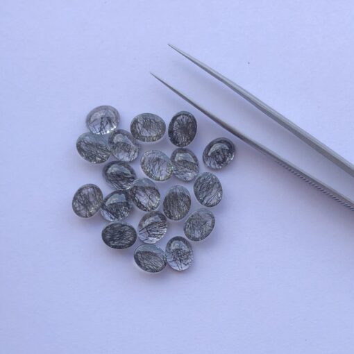 8x6mm Natural Black Rutile Oval Cabochon