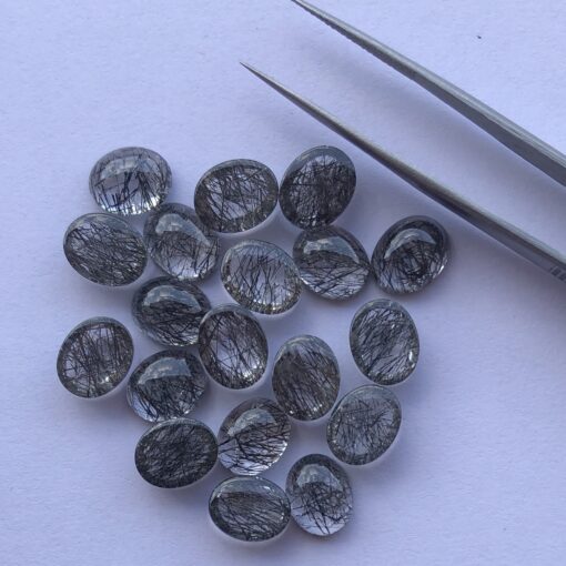 10x12mm Natural Black Rutile Oval Cabochon