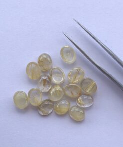 9x7mm Natural Golden Rutile Oval Cabochon