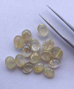 10x8mm Natural Golden Rutile Oval Cabochon