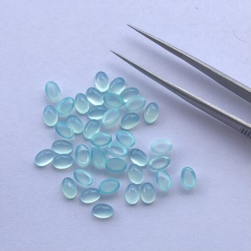 8x6mm Natural Aqua Chalcedony Oval Cabochon