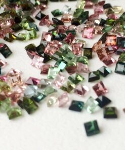 2mm Natural Multi Tourmaline Square Cut Gemstone