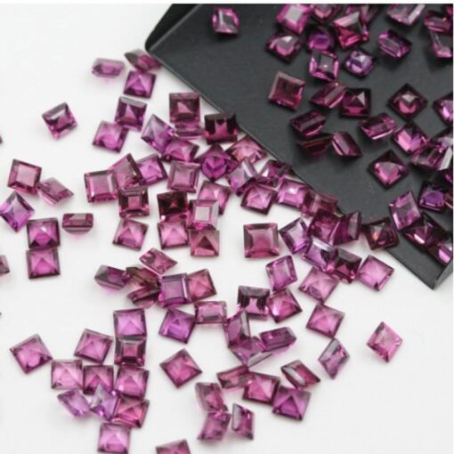 2mm Natural Rhodolite Garnet Princess Cut Gemstone