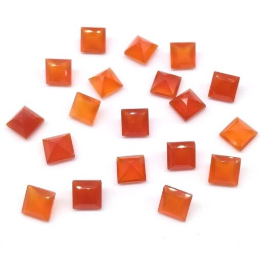 2mm Natural Carnelian Square Cut Gemstone