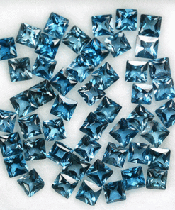3mm Natural London Blue Topaz Square Cut Gemstone