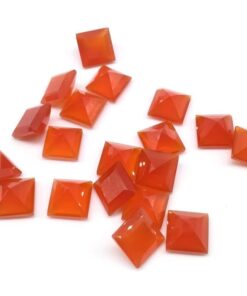 3mm Natural Carnelian Square Cut Gemstone