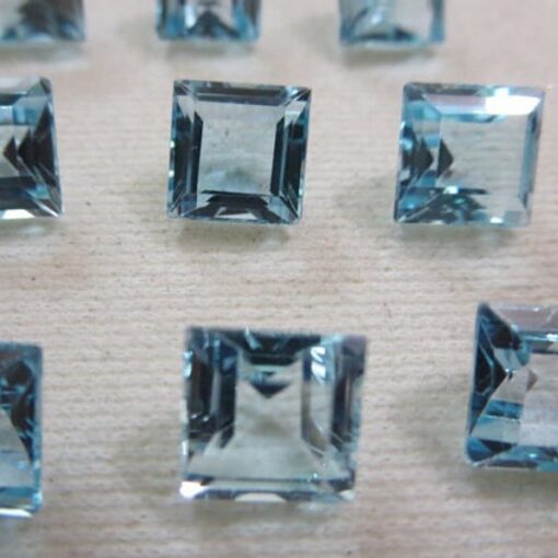 4mm Natural Sky Blue Topaz Square Cut Gemstone