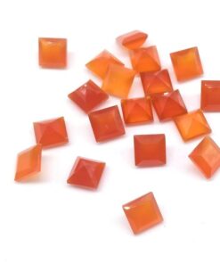 4mm Natural Carnelian Square Cut Gemstone