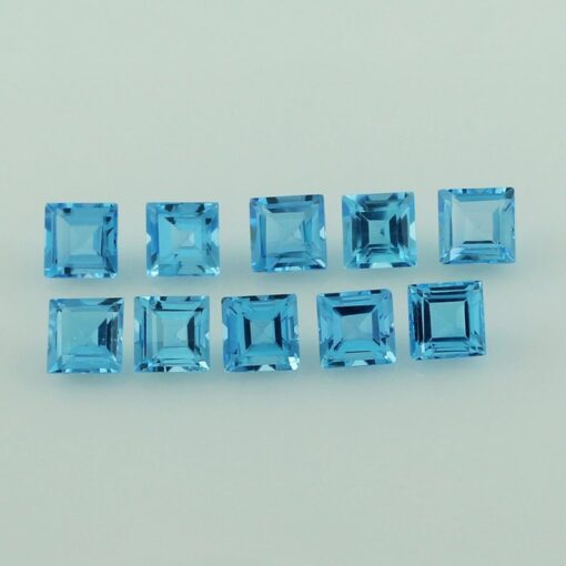 4mm Natural Swiss Blue Topaz Princess Cut Gemstone