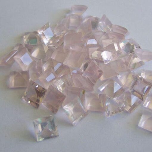 4mm Natural Rose Quartz Princess Cut Gemstone