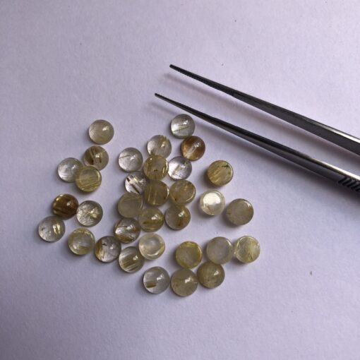 Natural Golden Rutile Smooth Round Cabochon