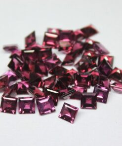 5mm Natural Rhodolite Garnet Princess Cut Gemstone